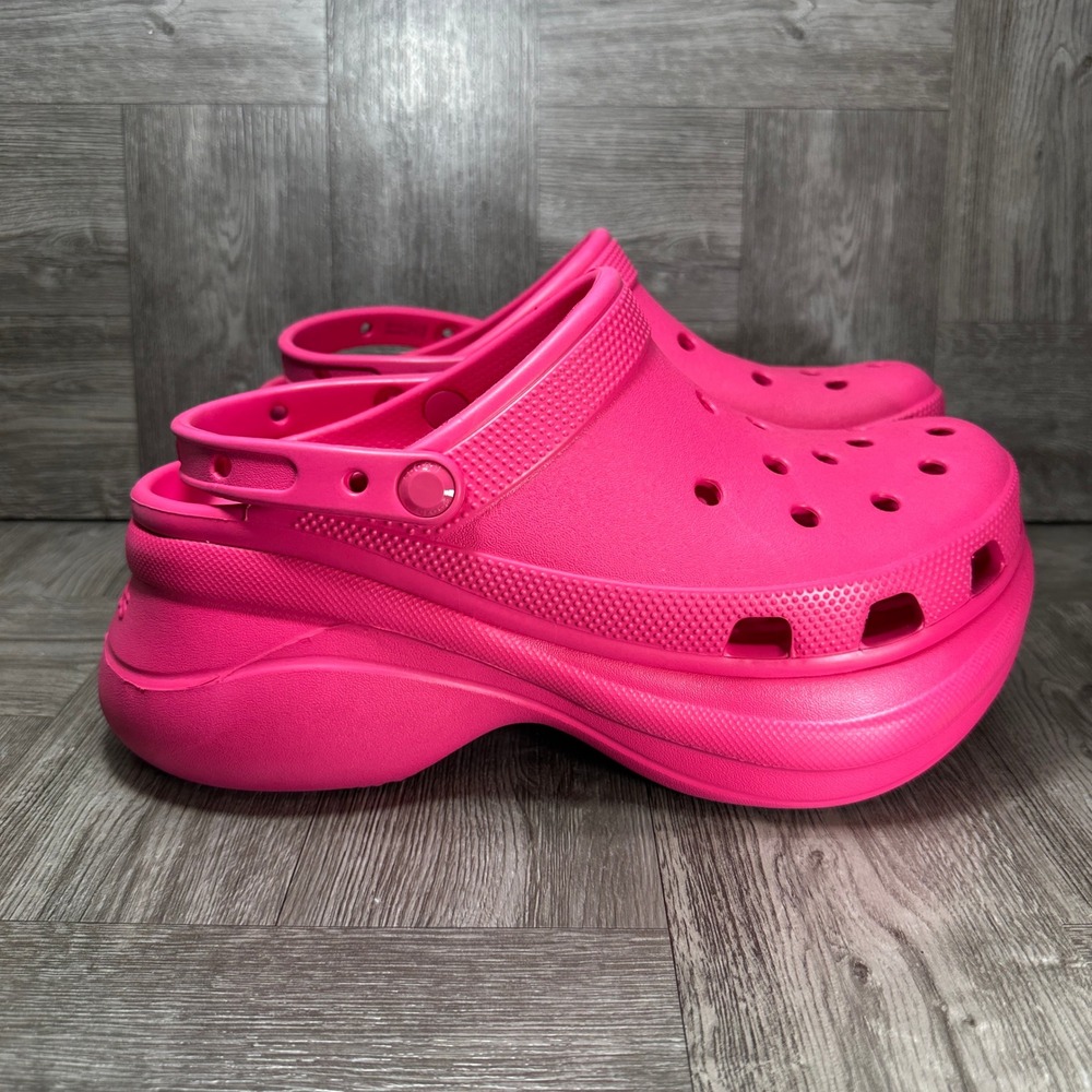 Crocs Clog Bae Women 11 Pink Platform Wedge Slip On NEW 206302